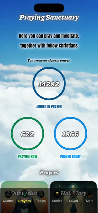 Praying together with other Christians in the app