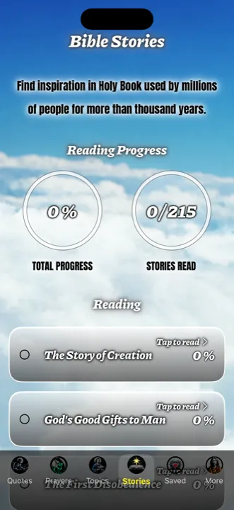Reading Bible stories in the app