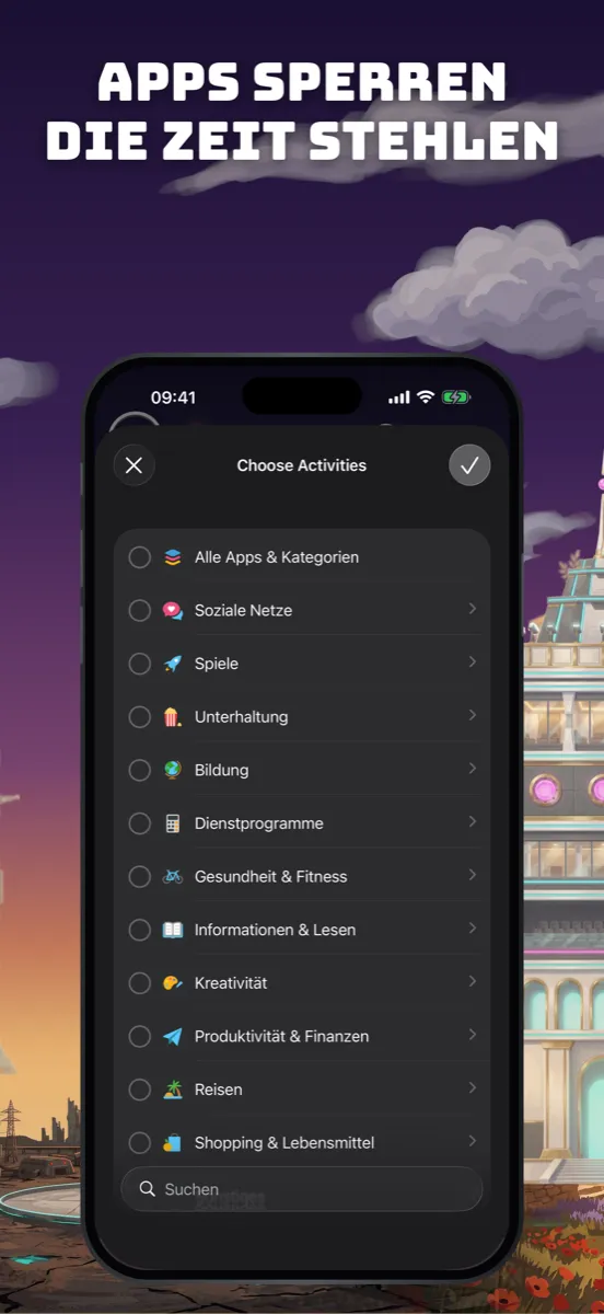 Der Fokus-Bildschirm mit eingeschalteter App-Blockierung