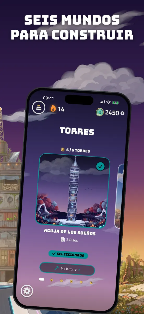 Seis torres por desbloquear, cada una con su propio mundo