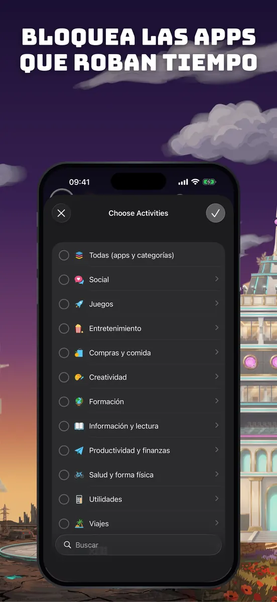La pantalla de concentración con el bloqueo de apps activado