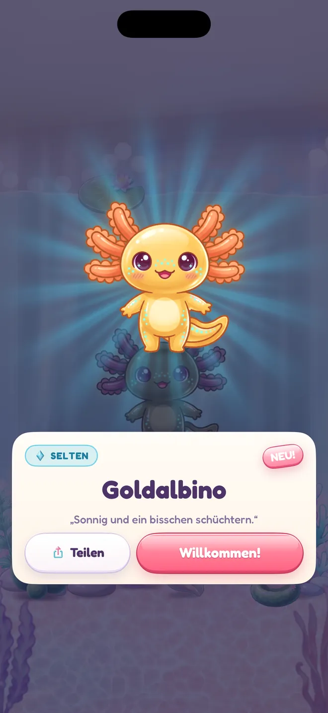 Ein seltener Goldalbino schlüpft aus seinem Ei