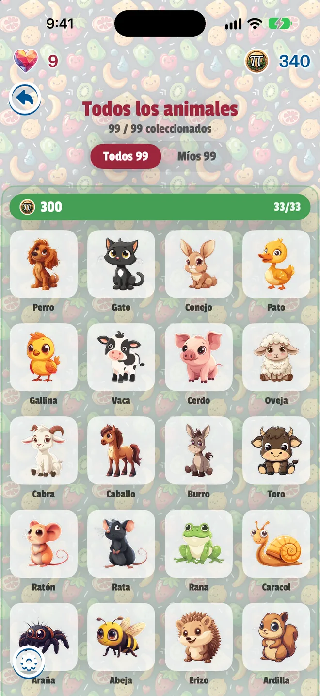 La colección de los 99 amigos: todos los animales desbloqueados en 99 Math Animals