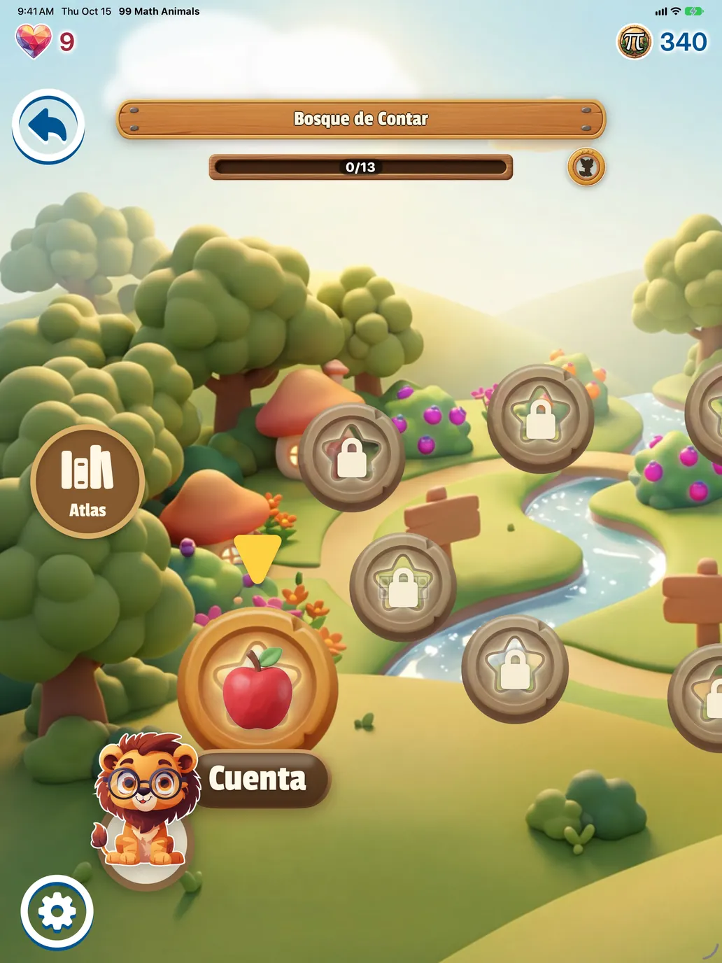 El mapa de aventuras en el iPad