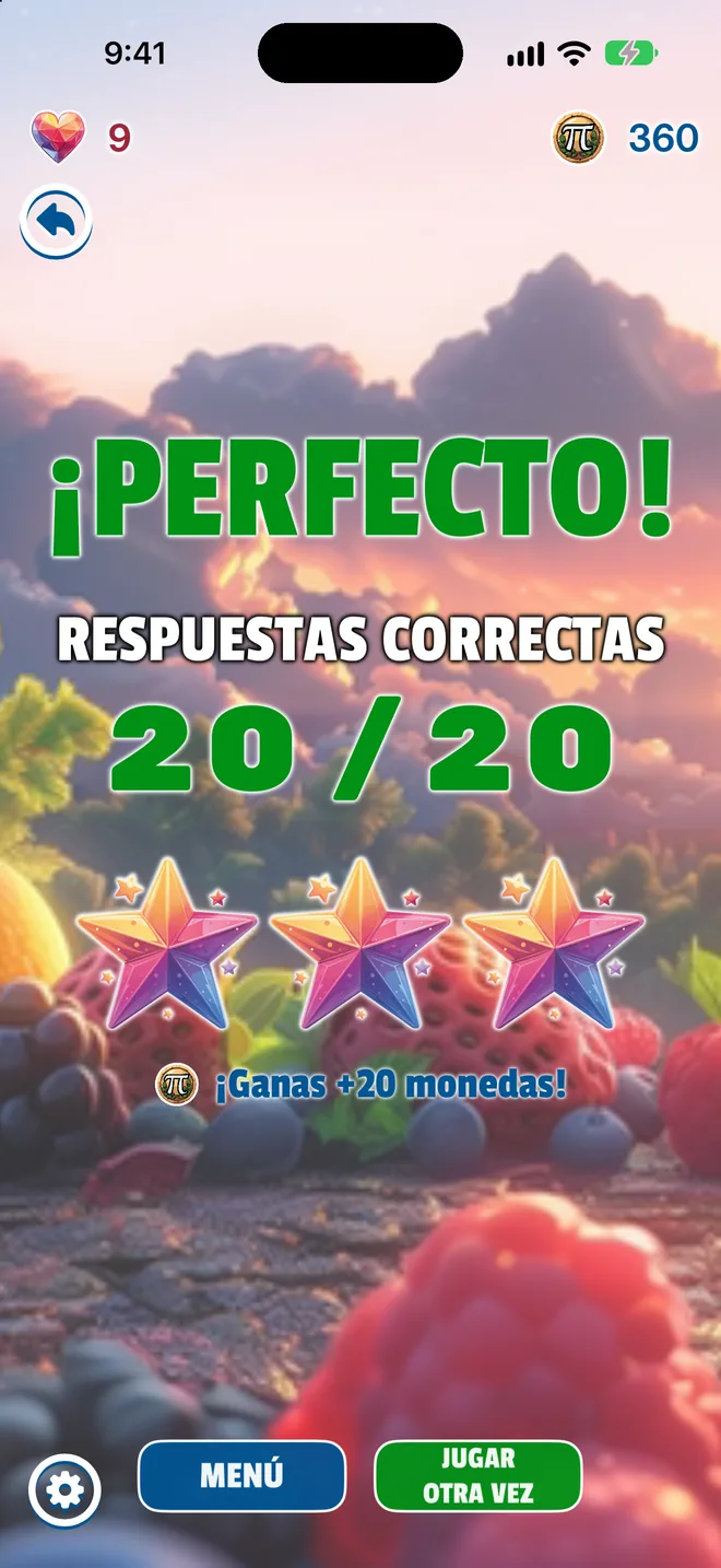 ¡Perfecto! 20 de 20 y tres estrellas en 99 Math Animals
